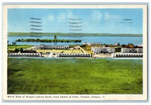 1955 Aerial View of Airport from Centre of Field Trenton Ontario Canada Postcard