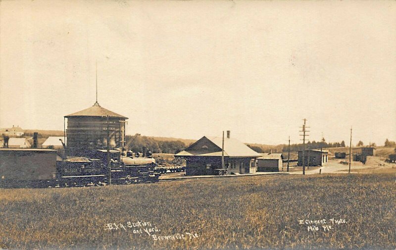 Brownville ME B&M Railroad Station Train Depot Real Photo Postcard