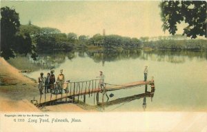 Falmouth Massachusetts Long Pond Rotograph Black Children Postcard 21-10268