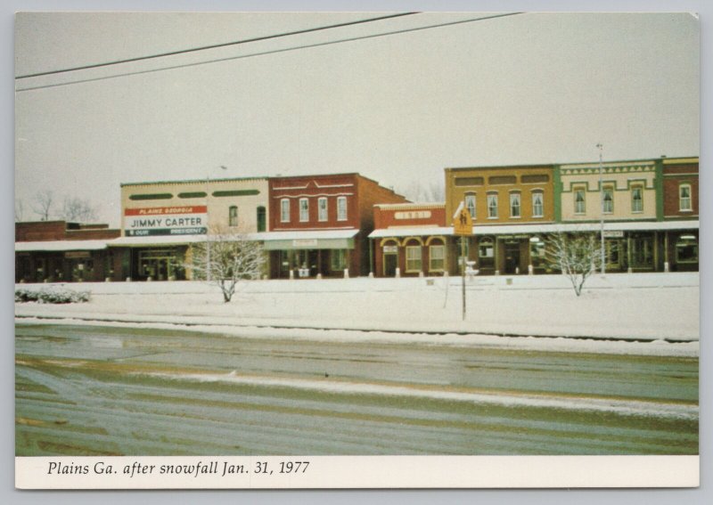 Plains Georgia~Main Street After Snowfall~Jimmy Carter~Continental Postcard 