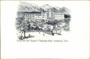 Innsbruck Tirol - Gruss Aus Carl Kayser's Pensions Hotel c1900 UDB Postcard