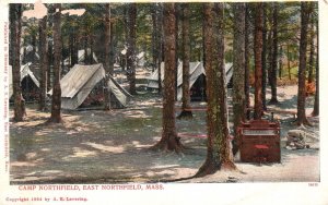 Vintage Postcard Summer Camp Site Tents Northfield East Massachusetts MA