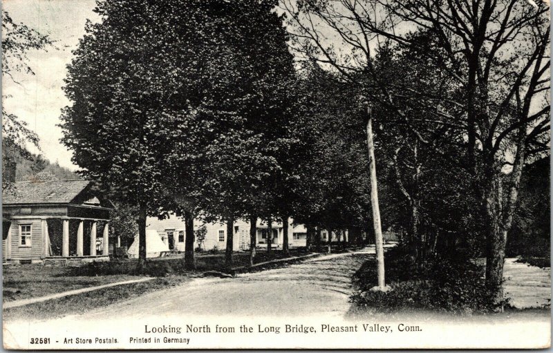 Vtg 1910s Looking North from Long Bridge Pleasant Valley Connecticut CT Postcard