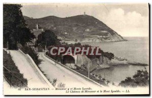 Old Postcard San Sebastian Miramar there and Monte Igueldo