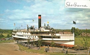 Vintage Postcard Shelburne Sidewheeler Ticonderoga Steamer Museum Vermont VT