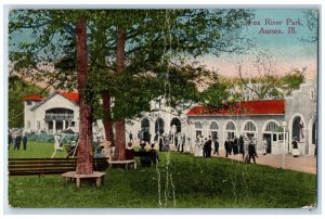 1915 Crowd Scene at Fox River Park Aurora Illinois IL Antique Posted Postcard 
