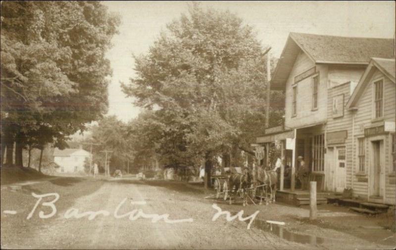 Barton NY Town Store & Road c1910 Real Photo Postcard