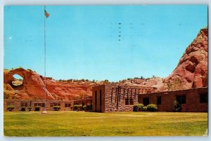 Window Rock Arizona AZ Postcard Gallup Mountain Flag Trees Scenery 1962 Vintage