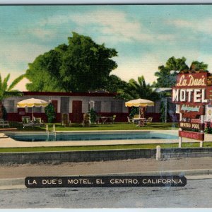 c1940s El Centro CA La Due's Motel Pool Roadside Umbrella Tree Neon Sign PC A219