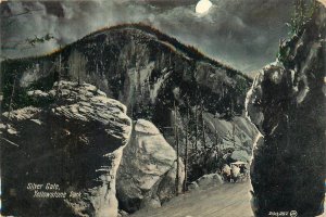 B572 United States Silver Gate Yellowstone Park moonlight vintage postcard 1912