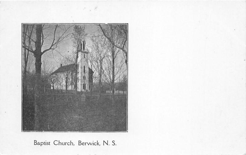 Berwick Nova Scotia Canada~Baptist Church~View from Behind Trees~c1910 Pc