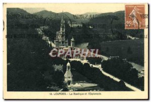Old Postcard Lourdes Basilica And & # 39Esplanade