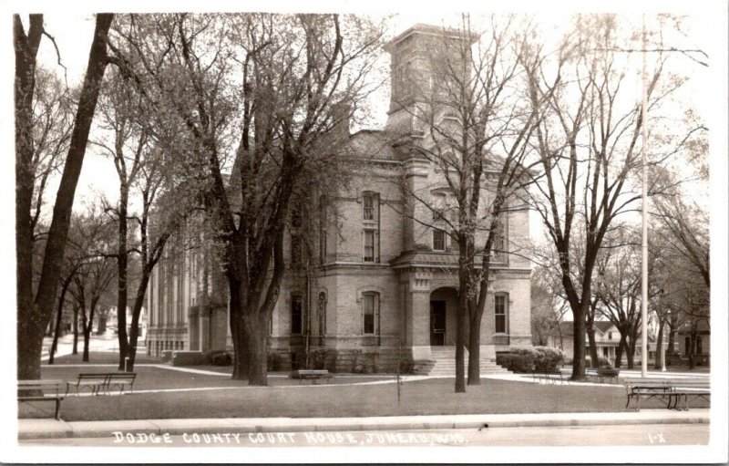 Real Photo Postcard Dodge County Court House in Juneau, Wisconsin