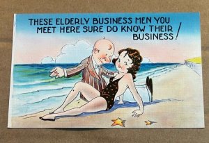 VINTAGE UNUSED .01 PC- THESE ELDERLY BUSINESS MEN - SAMPLE ASHEVILLE PC CO, N.C.