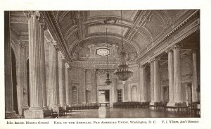 Hall of The Americas Pan American Union Washington D.C. Vintage Postcard c1920