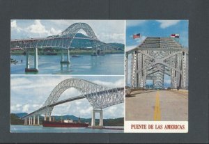 1966 Post Card Canal Zone Panama 3 Views Of A Bridge