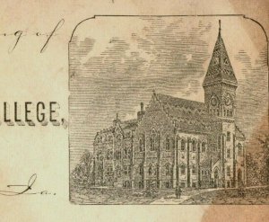 1880s Western College Toledo, Iowa President's Greeting Card Fab! P226