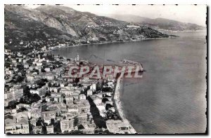 Old Postcard Menton M general view at primeir plan at the seaside the Municip...