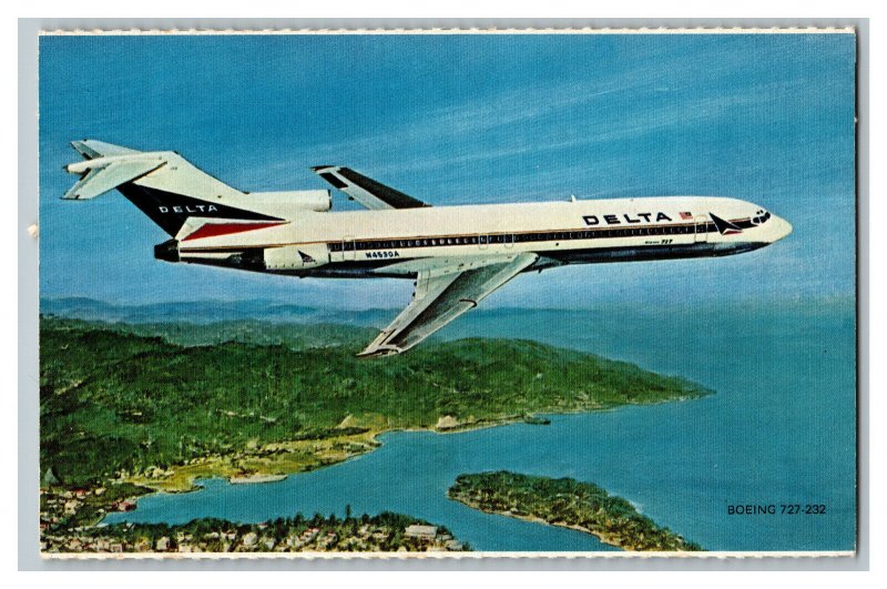 Delta Boeing 727-232 Vintage Standard View Postcard Airlines Transportation