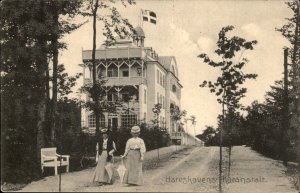 Copenhagen Denmark Hareskoven Kuranstalt Women Parasols c1909 Vintage Postcard
