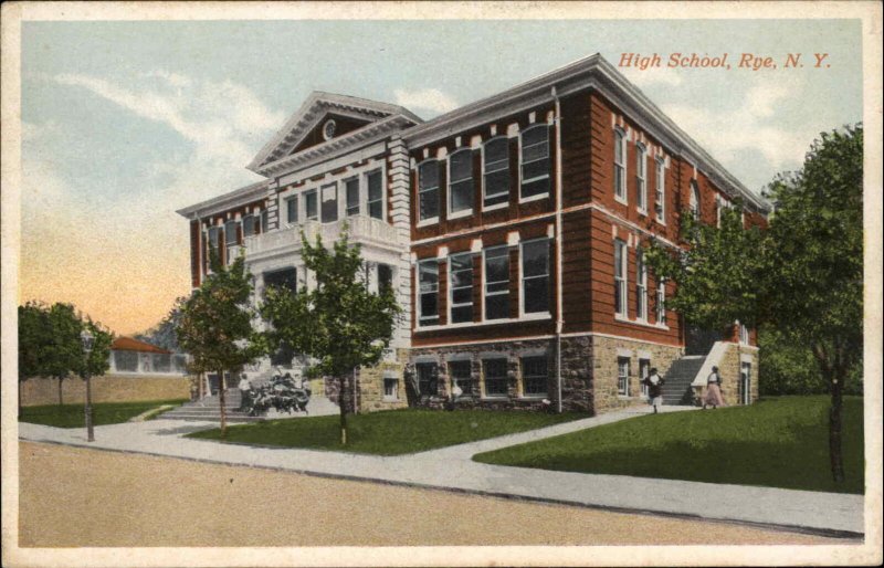 Rye New York NY High School Vintage Postcard 
