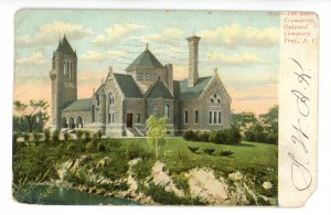 NY - Troy. Oakwood Cemetery, The Earl Crematory  (wear, corner missing)