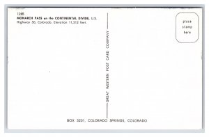 Monarch Pass Continental Divide Sign Highway 50 Colorado Postcard