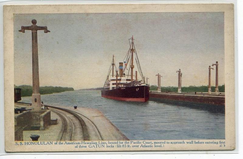 SS Honolulan Ship American Hawaiian Line Panama Canal 1920c postcard