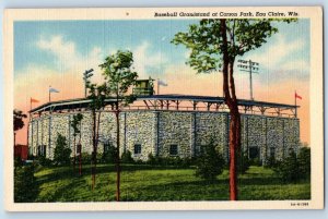 1940 Eau Claire Wisconsin Postcard Baseball Grandstand Carson Park Building