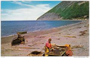 Fisherman Returning, Cleaning Fish, Beach Shore, GASPE, Quebec, Canada, 40-60'