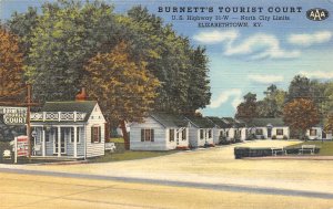 Burnett's Tourist Court Motel US 31 Elizabethtown Kentucky linen postcard