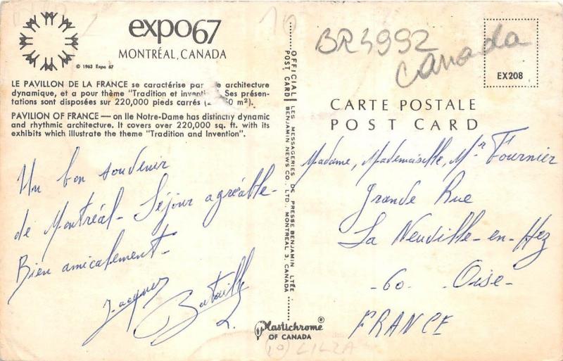BR4992 Le pavilion de la France MOntreal  canada