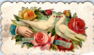 x4 LOT c1880s Monicke Calling Cards Names Art Die Cut Flap Trade Hand C51