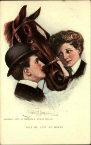 A/S TARENCE UNDERWOOD Woman w Horse Love Me/My Horse Postcard