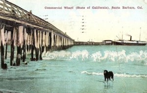 C.1910 Commercial Wharf, Santa Barbara, Cal. Postcard P128