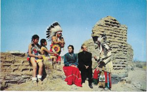 Indians of Southwest Colorfully Attired Family & Priest California