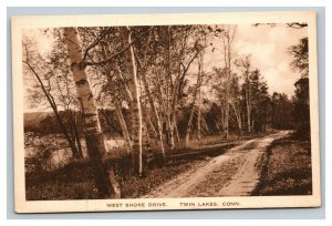 Vintage 1920's Photo Postcard Tree Lined West Shore Drive Twin Lakes Connecticut