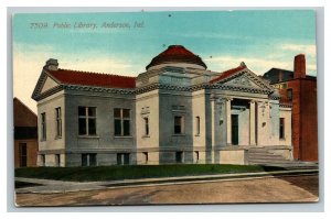 Vintage 1910's Postcard Public Library Building 12th & Main St. Anderson Indiana