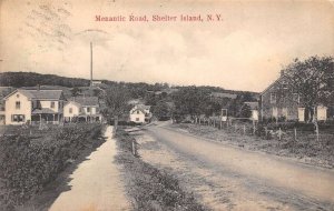 Shelter Island New York Menantic Road, B/W Lithograph Vintage Postcard U11938