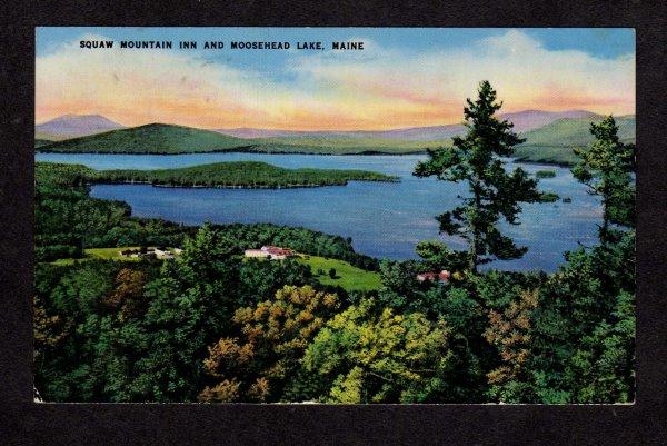 ME Squaw Mt Mountain Inn Moosehead Lake Maine Postcard Carte Postale PC