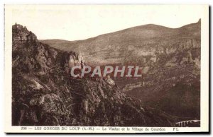 Old Postcard Gorges Du Loup viaduct and the village of Gourdon