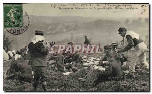 Old Postcard Infantry Maneuvers The great hall Lunch Army officers