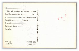 Postcard QSL CB Ham Radio Amateur Card From Bellaire Kansas KLH-1982 