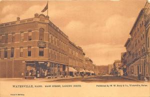 Waterville ME Main Street Looking North Trolley Stores Raphael Tuck Postcard