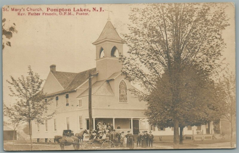 POMPTON LAKES NJ ST.MARY'S CHURCH ANTIQUE REAL PHOTO POSTCARD RPPC