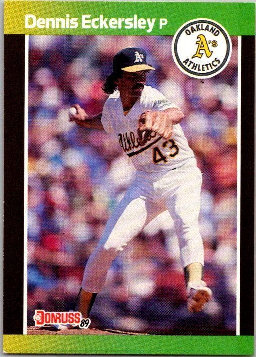1989 Donruss Baseball Card Dennis Eckersley Oakland Athletics sk9148