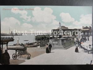 Old PC - Clarence Esplanade, Southsea - showing cannon, Anchor and Pier