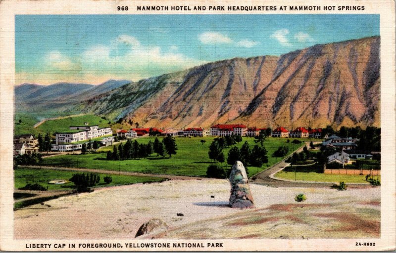 Vtg Hotel Park Headquarters Mammoth Hot Springs Yellowstone Wyoming WY Postcard
