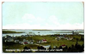 1911 Panoramic View of South Freeport, Casco Bay and Castle, Maine Postcard