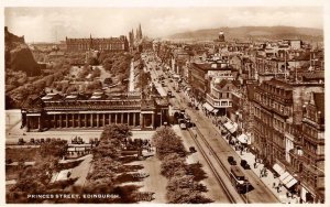 RPPC Princes Street, Edinburgh, Scotland UK ca 1930s Vintage Postcard